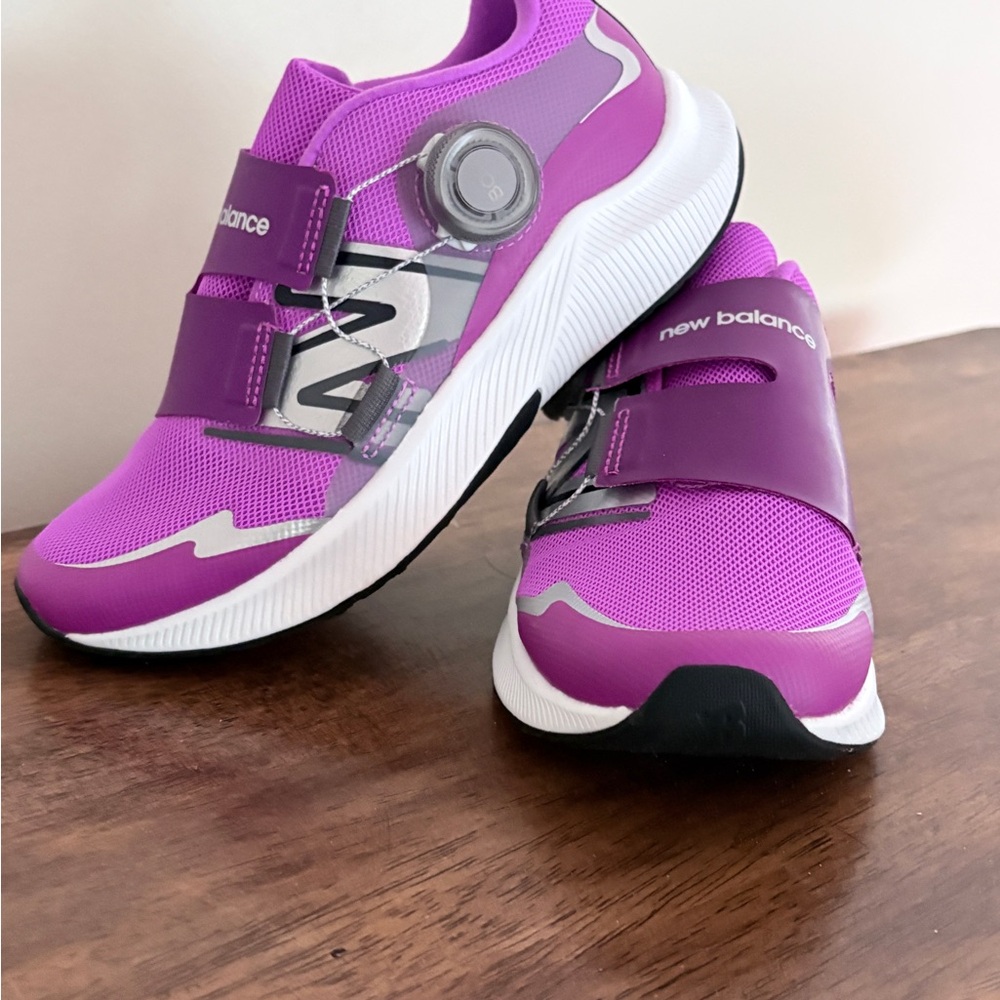 New Balance Kids Purple Athletic Sneakers with Dial and Velcro Straps